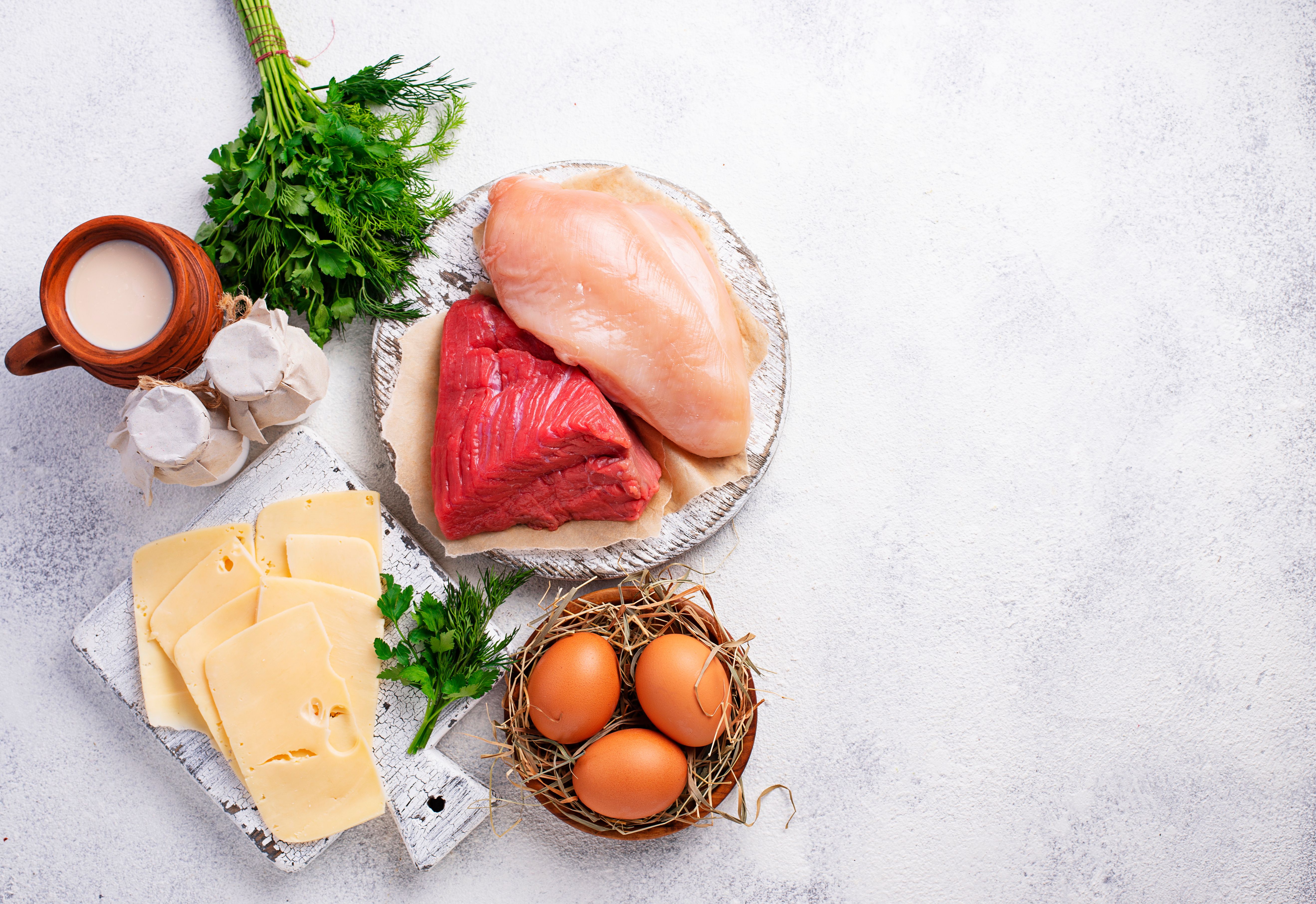 Set of farm products. Meat, eggs and milk | Image Credit: © Yulia Furman - stock.adobe.com