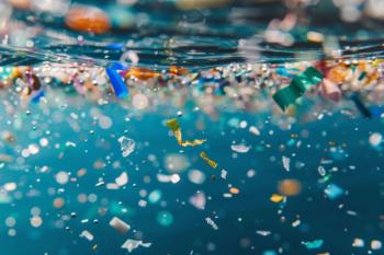 Bright microplastic particles in ocean water, concept of pollution in nature © Livinskiy - stock.adobe.com