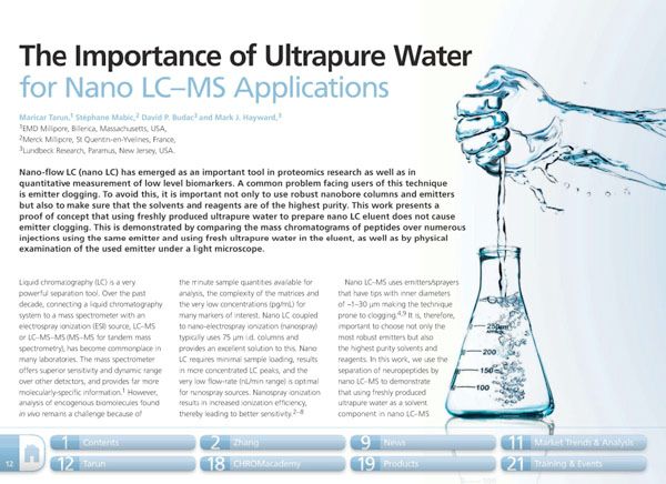 The Importance of Ultrapure Water for Nano LC-MS Applications