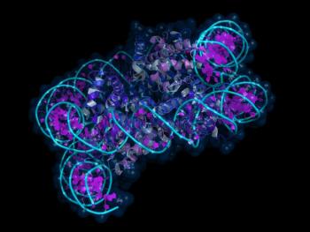 Nucleosome is a basic unit of DNA packaging in eukaryotic cells, with 147 nucleotides of DNA wrapped around the core built from histone proteins. | Image Credit: © petarg - stock.adobe.com