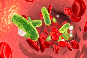 Sepsis, bacteria in blood. 3D illustration showing rod-shaped bacteria in blood with red blood cells and leukocytes | Image Credit: © Dr_Microbe - stock.adobe.com