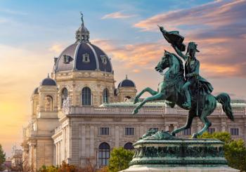 Statue of Archduke Charles on Heldenplatz square and Museum of Natural History dome, Vienna, Austria | Image Credit: © Mistervlad - stock.adobe.com