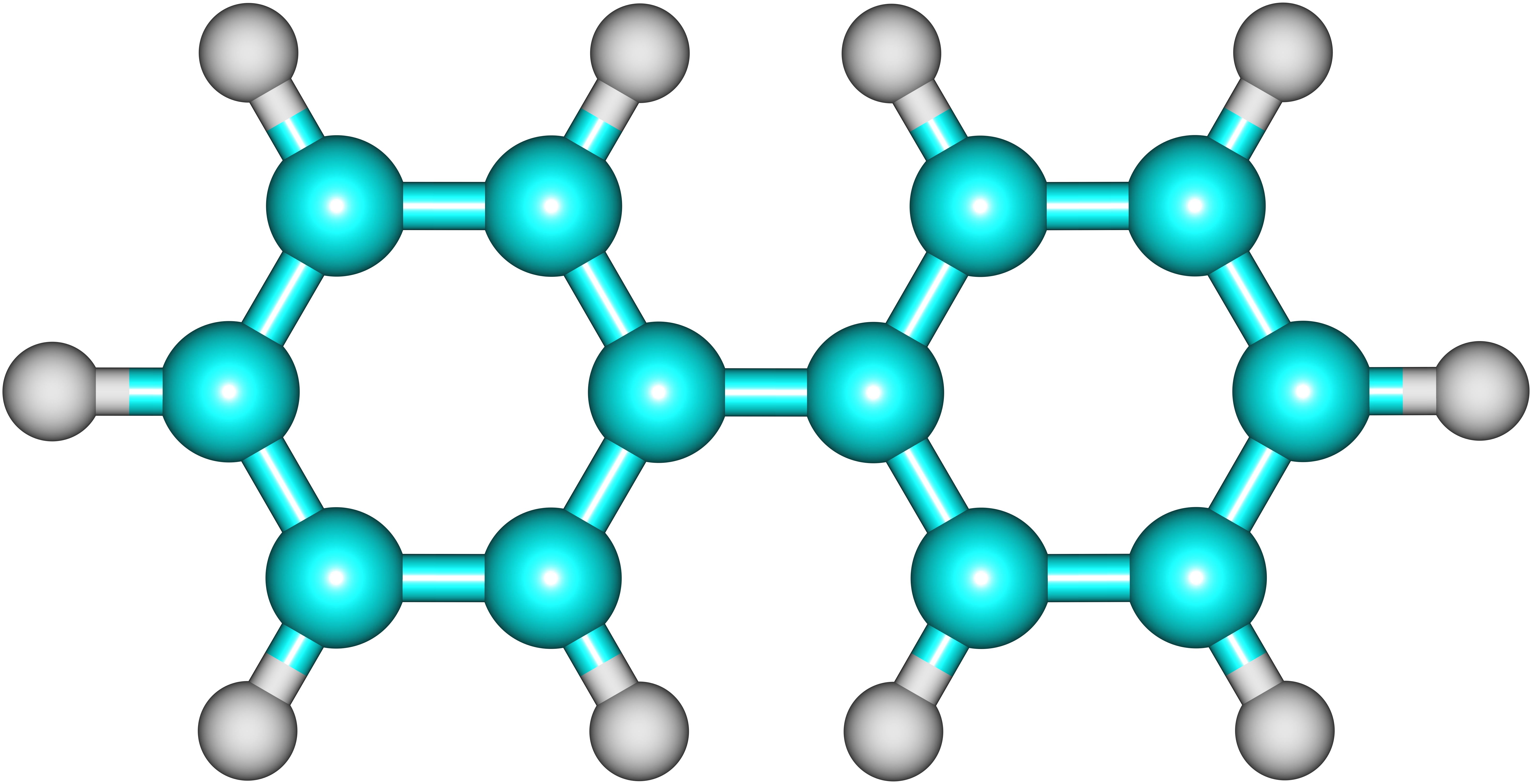 Biphenyl molecular structure on white background
