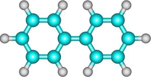Biphenyl molecular structure on white background