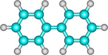Biphenyl molecular structure on white background