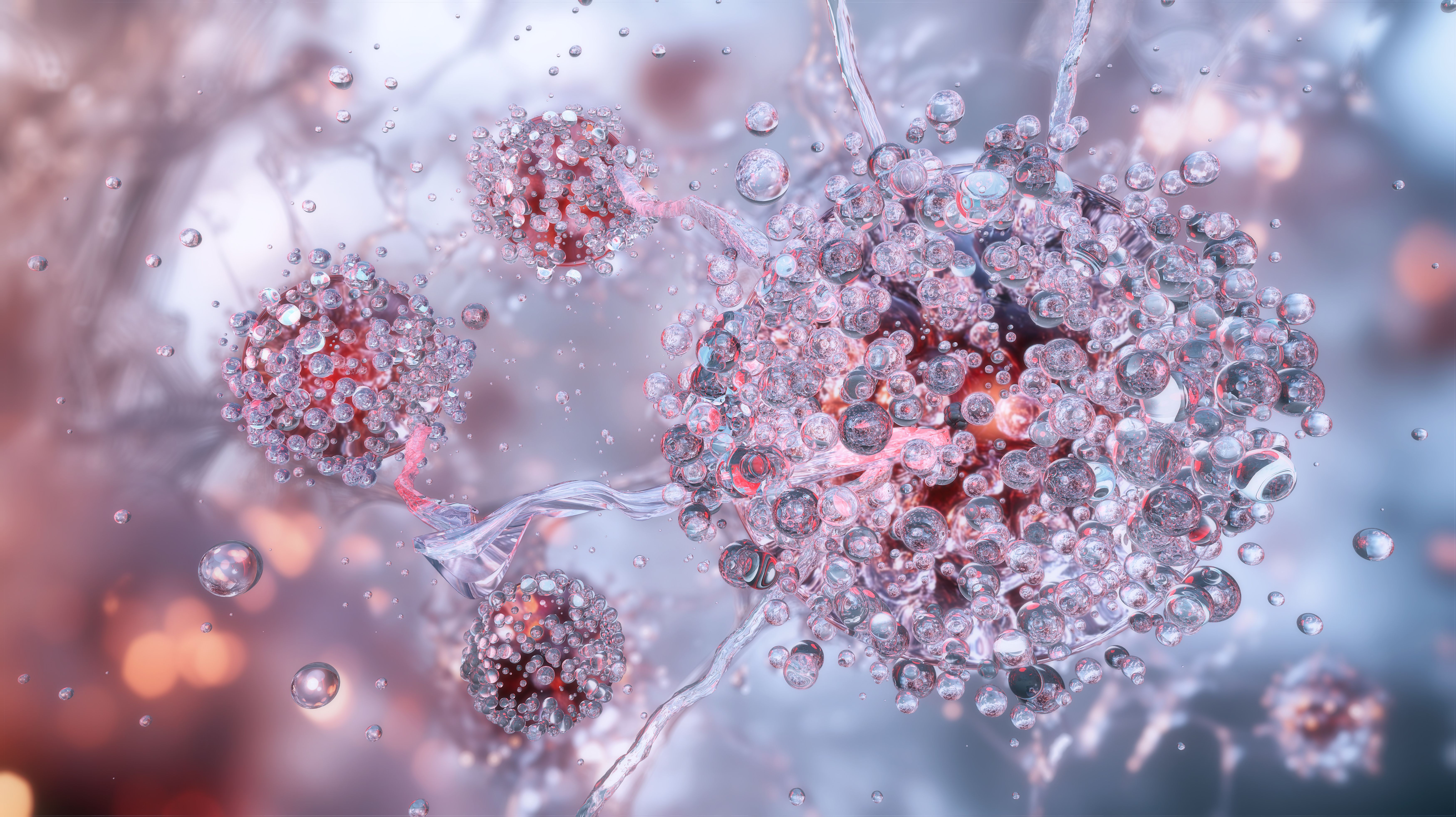 Nanotechnology, drug delivery biotechnology background. Nanoparticles, molecules, atoms 3D model. Medicine science, biochemistry research, pharmaceuticals, molecular nano structure, medical technology | Image Credit: © Corona Borealis - stock.adobe.com