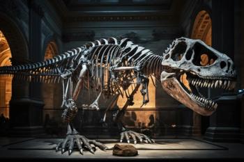 tyrannosaurus rex skeleton on display in museum, surrounded by scientific instruments and models, created with generative ai | Image Credit: © primopiano - stock.adobe.com
