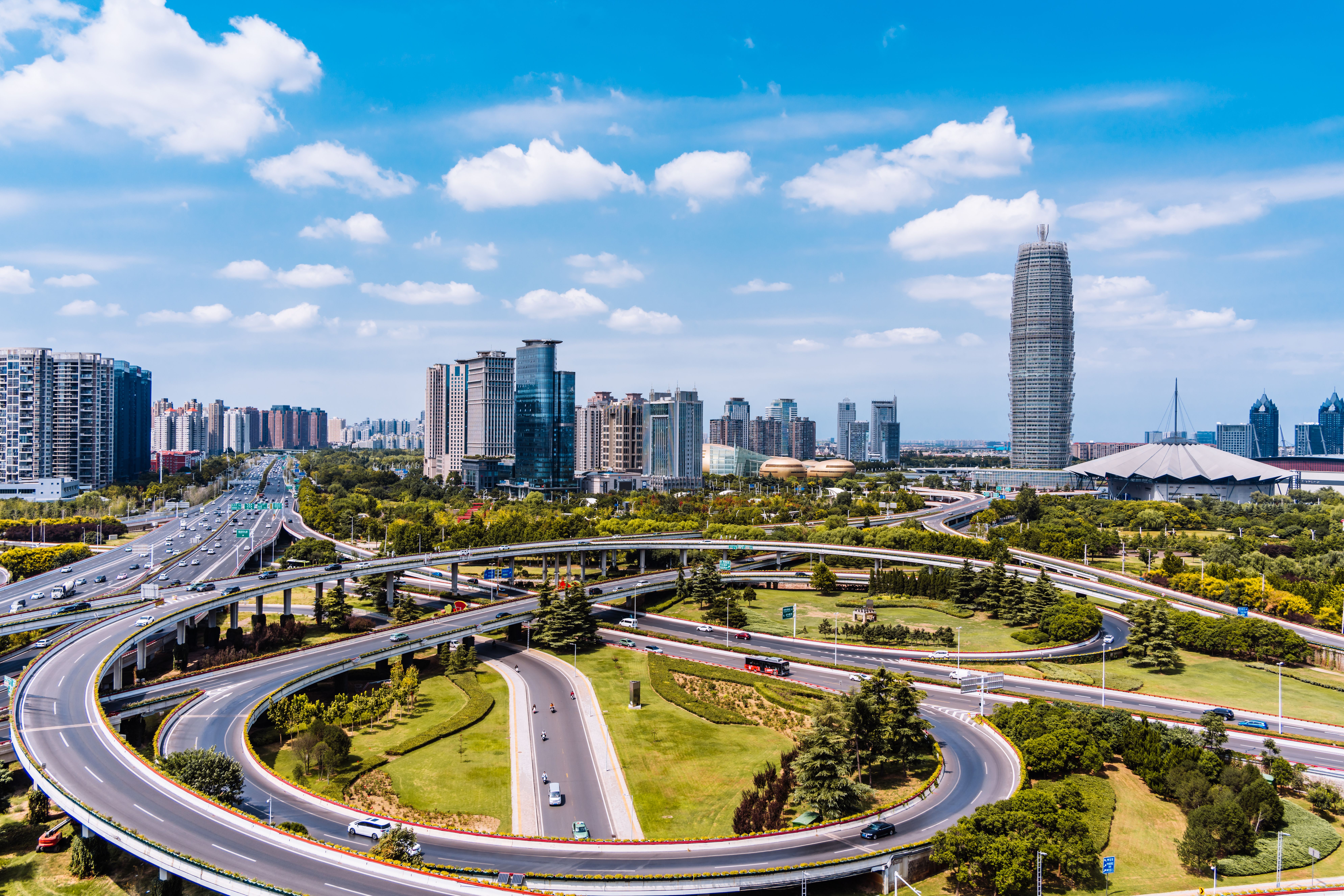 Aerial View of CBD Overpass in Zhengdong New District, Zhengzhou, Henan Province, China | Image Credit: © Govan - stock.adobe.com