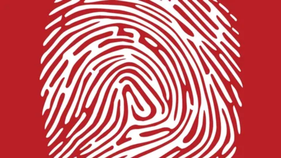 fingerprint on a red background