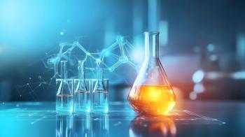 Futuristic scientific laboratory setting with a glass flask containing a bubbling chemical reaction intricate molecular bonds forming and neon lighting reflecting off the surfaces (Generated with AI) | Image Credit: © Marketplace - stock.adobe.com