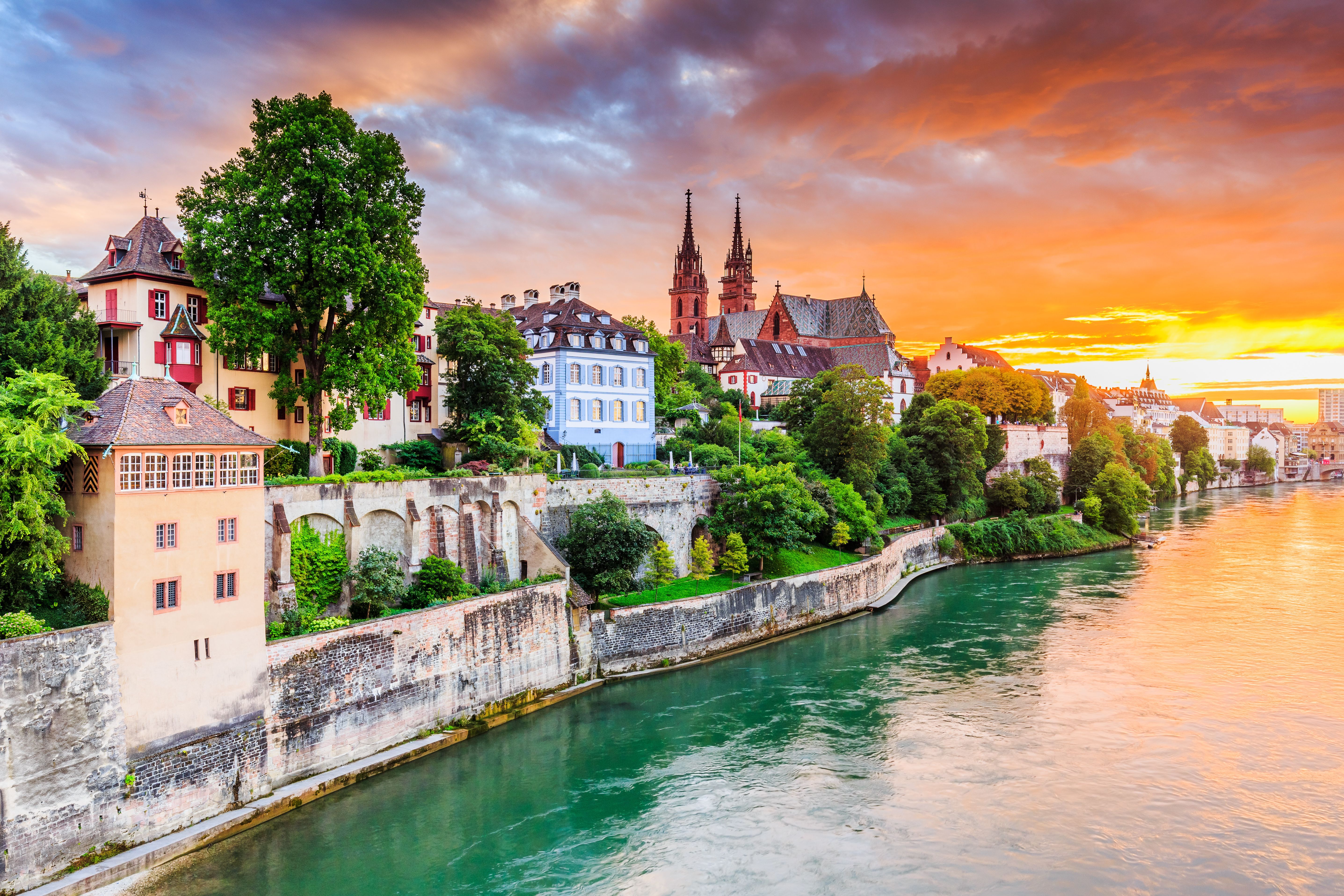 Basel, Switzerland. Old town with red stone Munster cathedral on the Rhine river. © SCStock - stock.adobe.com