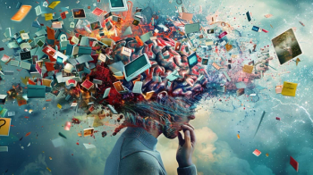    Overwhelming Information data explode out of head of young human brain, too much media, too much information, maximalism, news, social media addiction - coping strategies for digital overload ©cinematicworks - stock.adobe.com