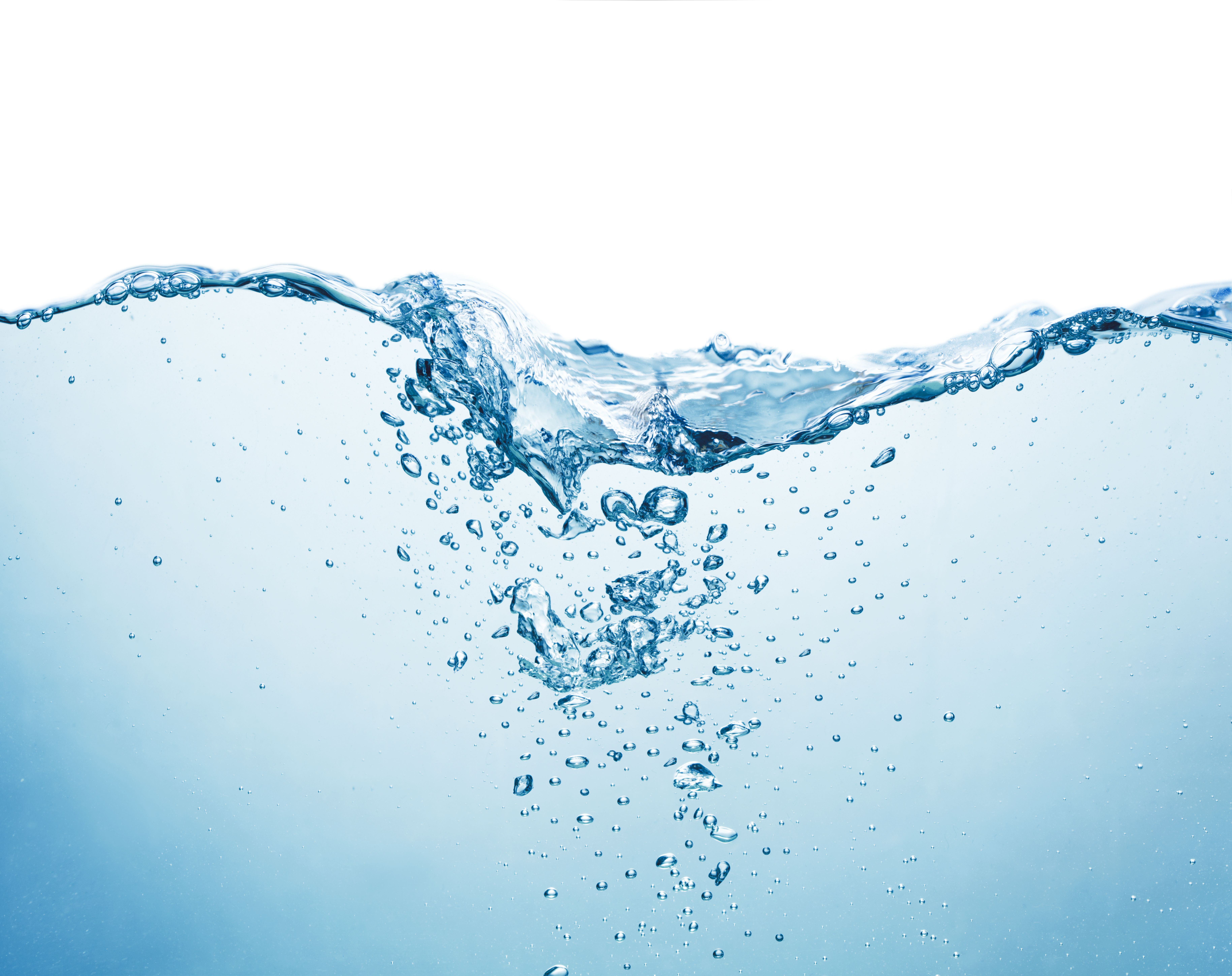 blue water surface with splash and air bubbles on white background | Image Credit: © Pineapple studio - stock.adobe.com