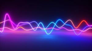 Colorful bright neon glowing graphic equalizer. Ultraviolet signal spectrum, laser show, energy, sound vibrations and waves. 3d illustration | Image Credit: © flashmovie - stock.adobe.com