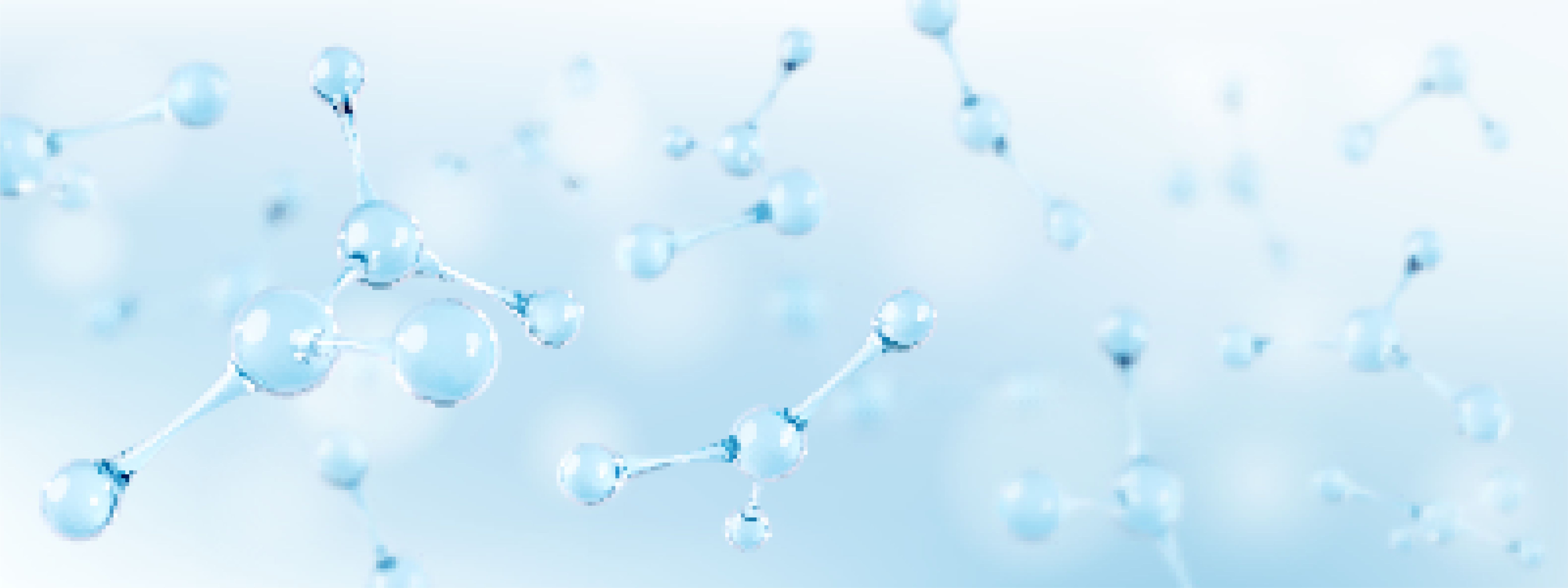 3D glass molecules or atoms on light blue background. Concept of biochemical, pharmaceutical, beauty, medical. Science or medical background. Vector 3d illustration | Image Credit: © Vector_Artist - stock.adobe.com