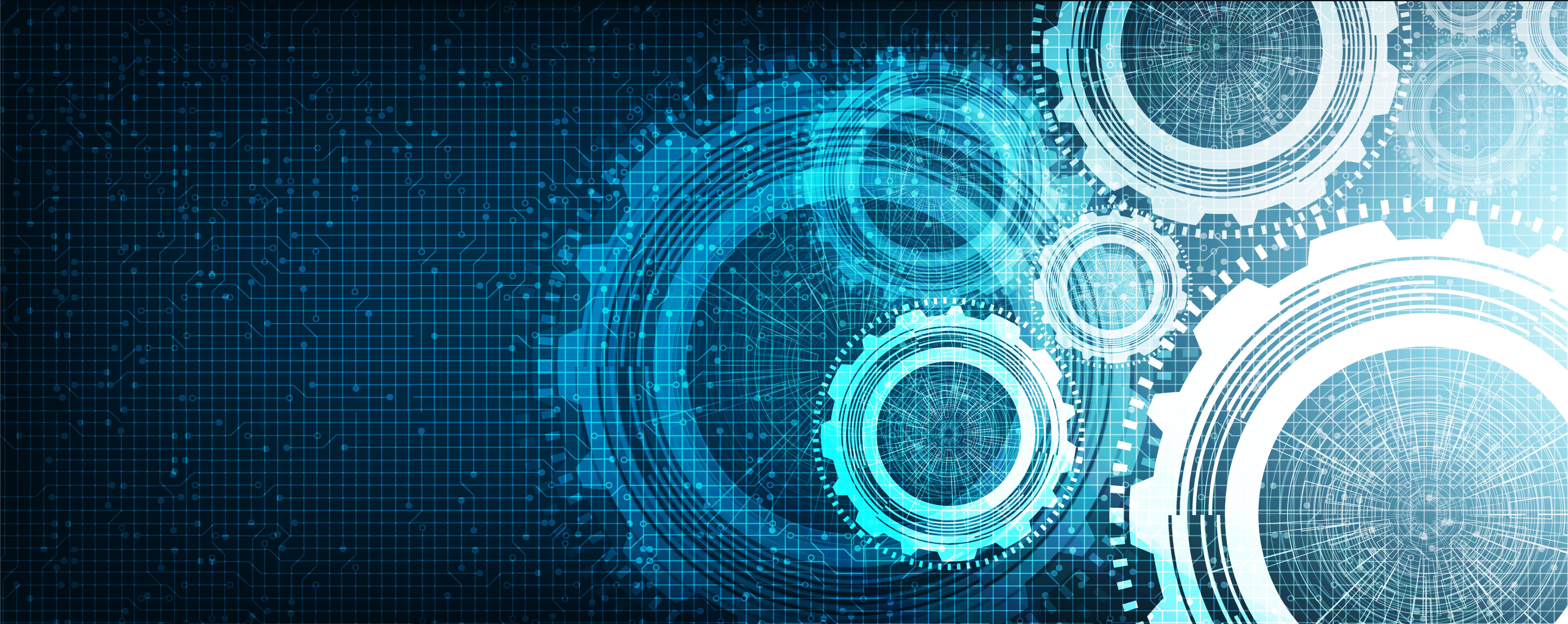 Digital gears wheel on technology background, free space for text input, vector