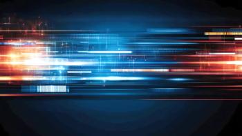 Abstract futuristic background with vibrant blue and red light streaks depicting fast data movement. Ideal for technology and digital innovation themes. © Amornrat - stock.adobe.com