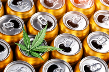 gold cans with hemp leaf on top