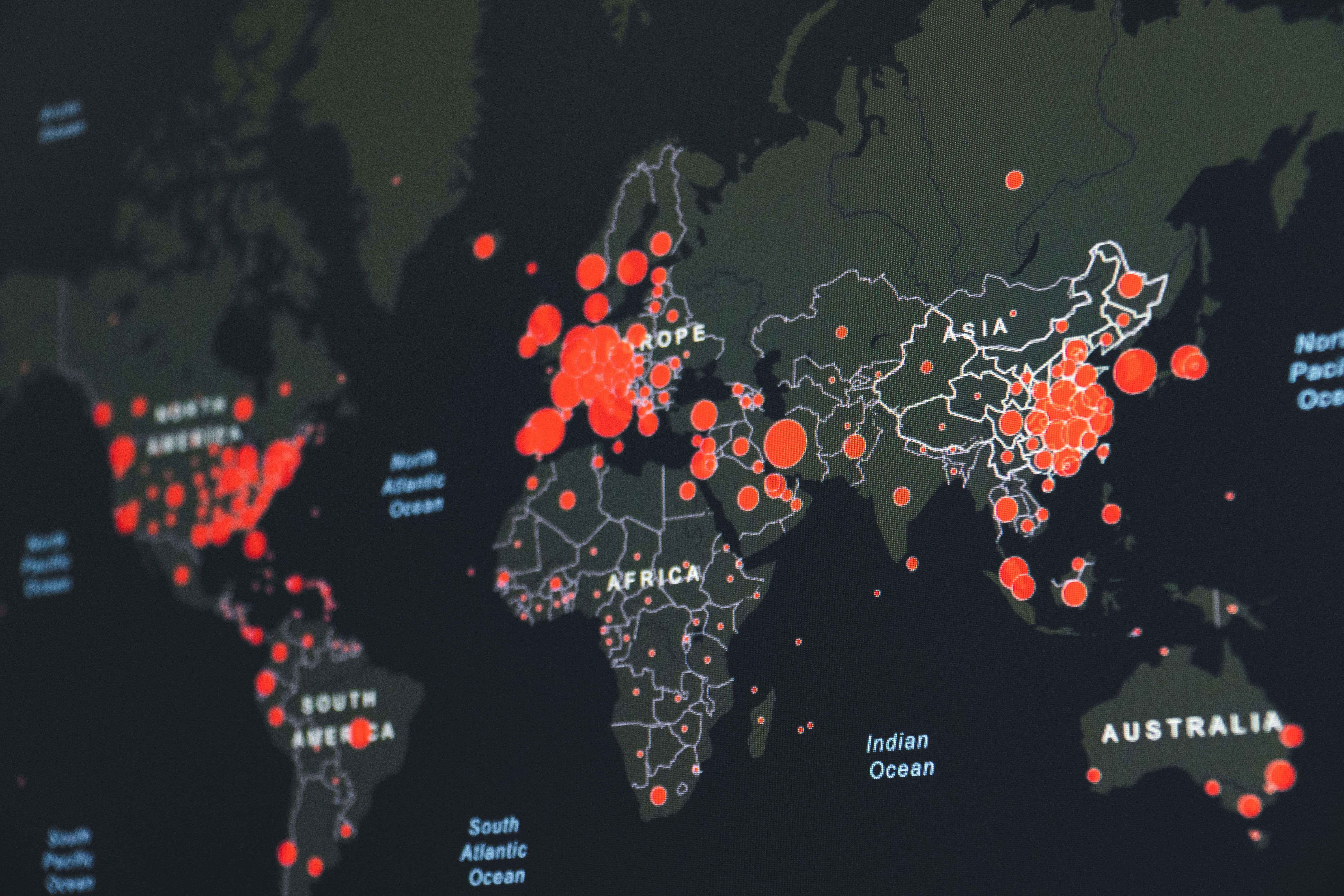 image of the world map with covid-19 outbreaks
