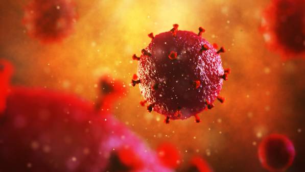 illustrated rendering of hiv virus