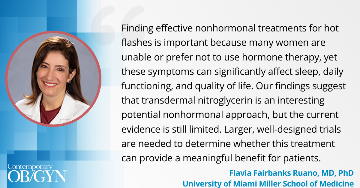 Transdermal nitroglycerin yields modest, inconsistent hot flash relief