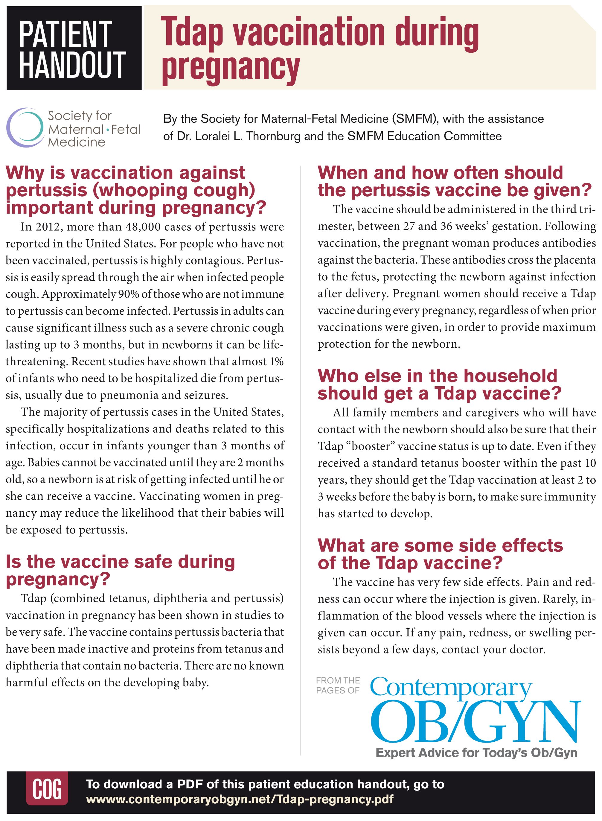 Tdap Vaccination During Pregnancy