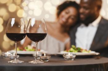 Couple with wine glasses
