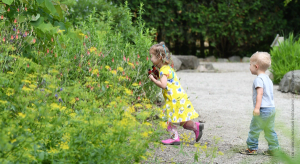 Children engaging in play at Gaffield Children's Garden