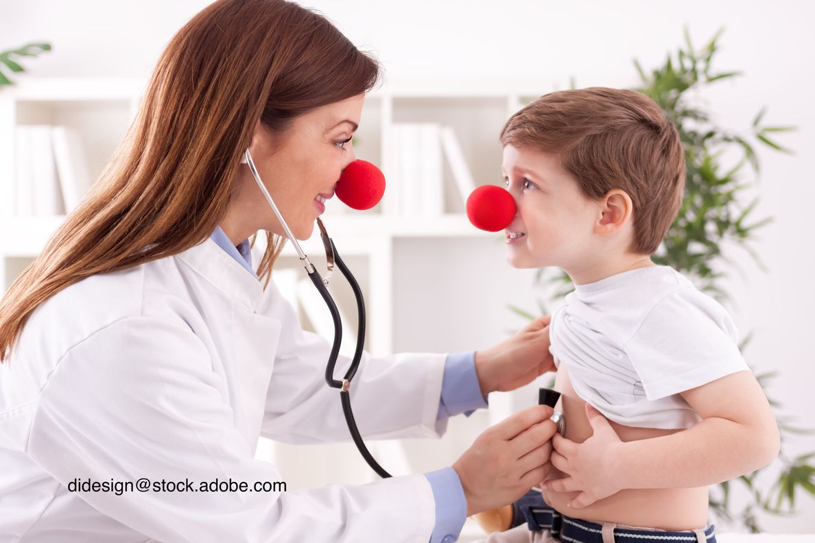 image of pediatrician and child in clown noses