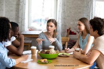 image of teens and young adults talking to each other