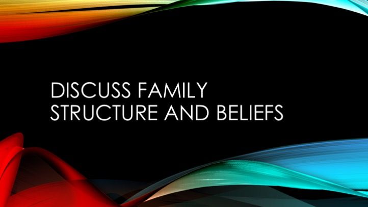 Discuss family structure and beliefs