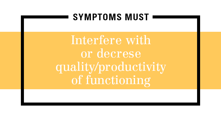 Interfere with or decrease quality/productivity of functioning