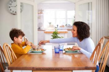 parent eating with child