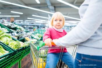 child and mother shopping for WIC benefits
