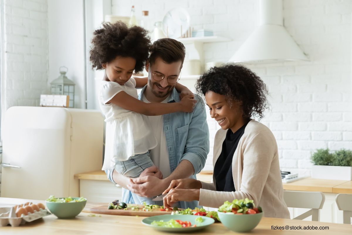 family eating healthy meal