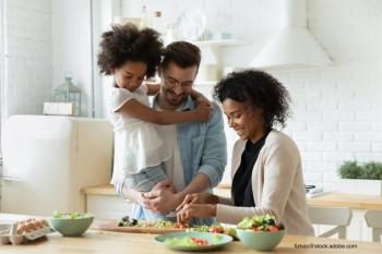 family eating healthy meal