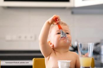 infant eating food