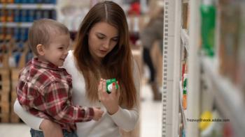 mother and child grocery shopping
