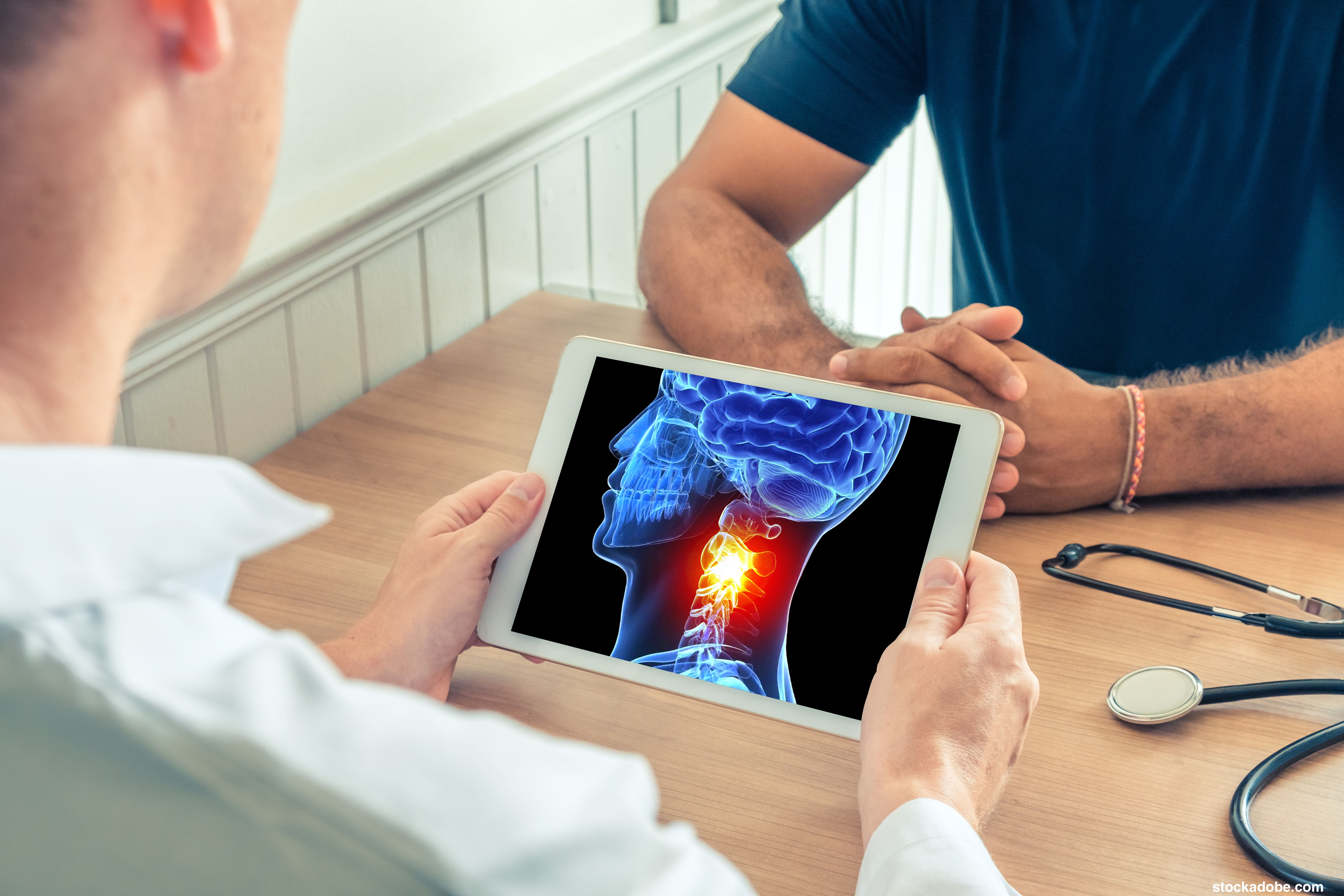 Image of head and neck cancer on a tablet.