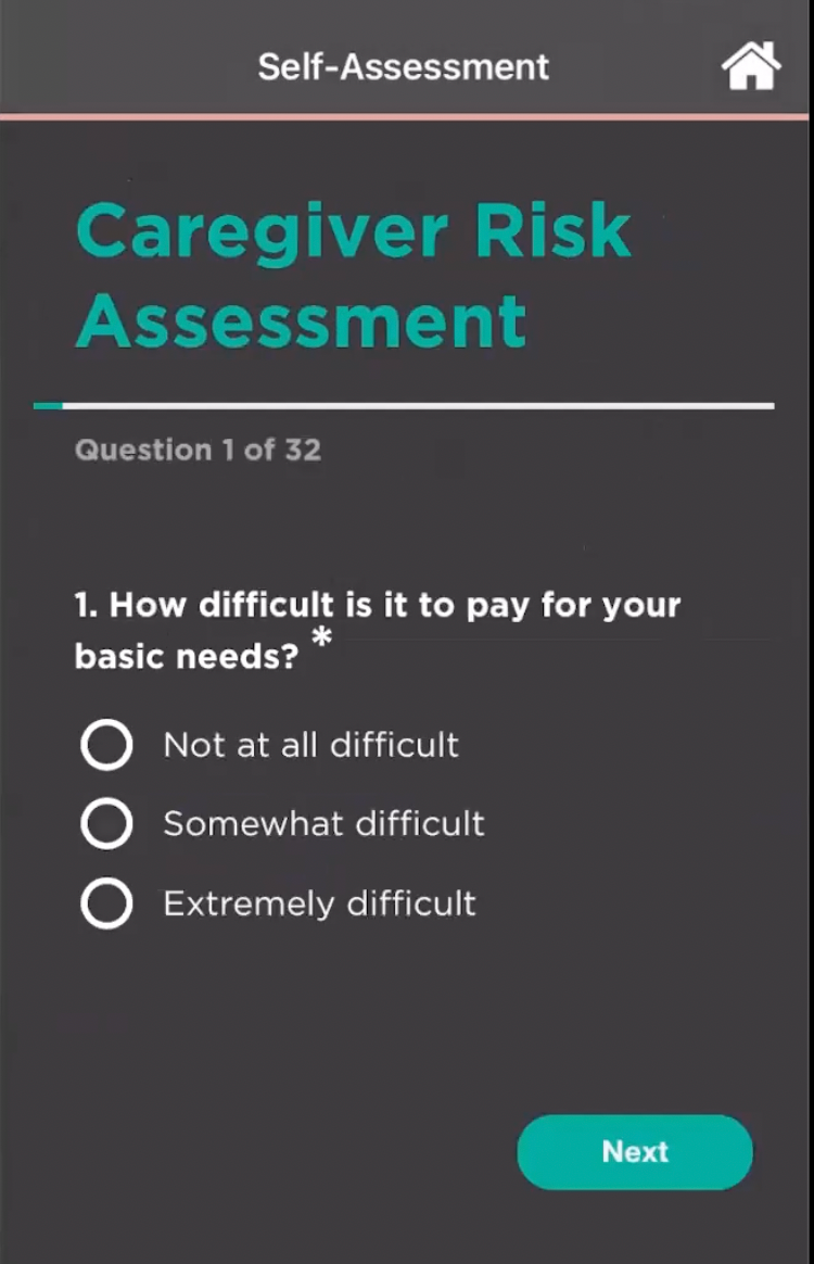 The app — which is expected to be released sometime next year — will raise awareness for family caregivers about the stressors that they are going through (such as financial problems and education about the disease), while validating their feelings and undergoing a risk assessment of emotional and physical symptoms. 