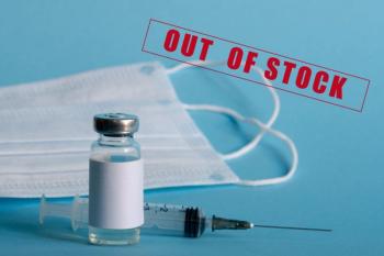 Image of a vial of treatment and a syringe with "out of stock," signifying the chemo shortage. 