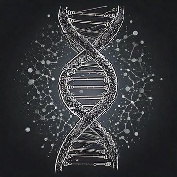 Illustration of a DNA strand, generated by Adobe Firefly.