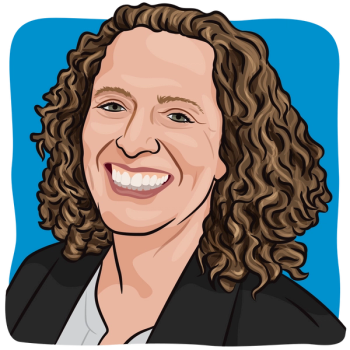 Illustration of woman with brown hair. 