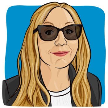 Illustration of woman with blonde hair.
