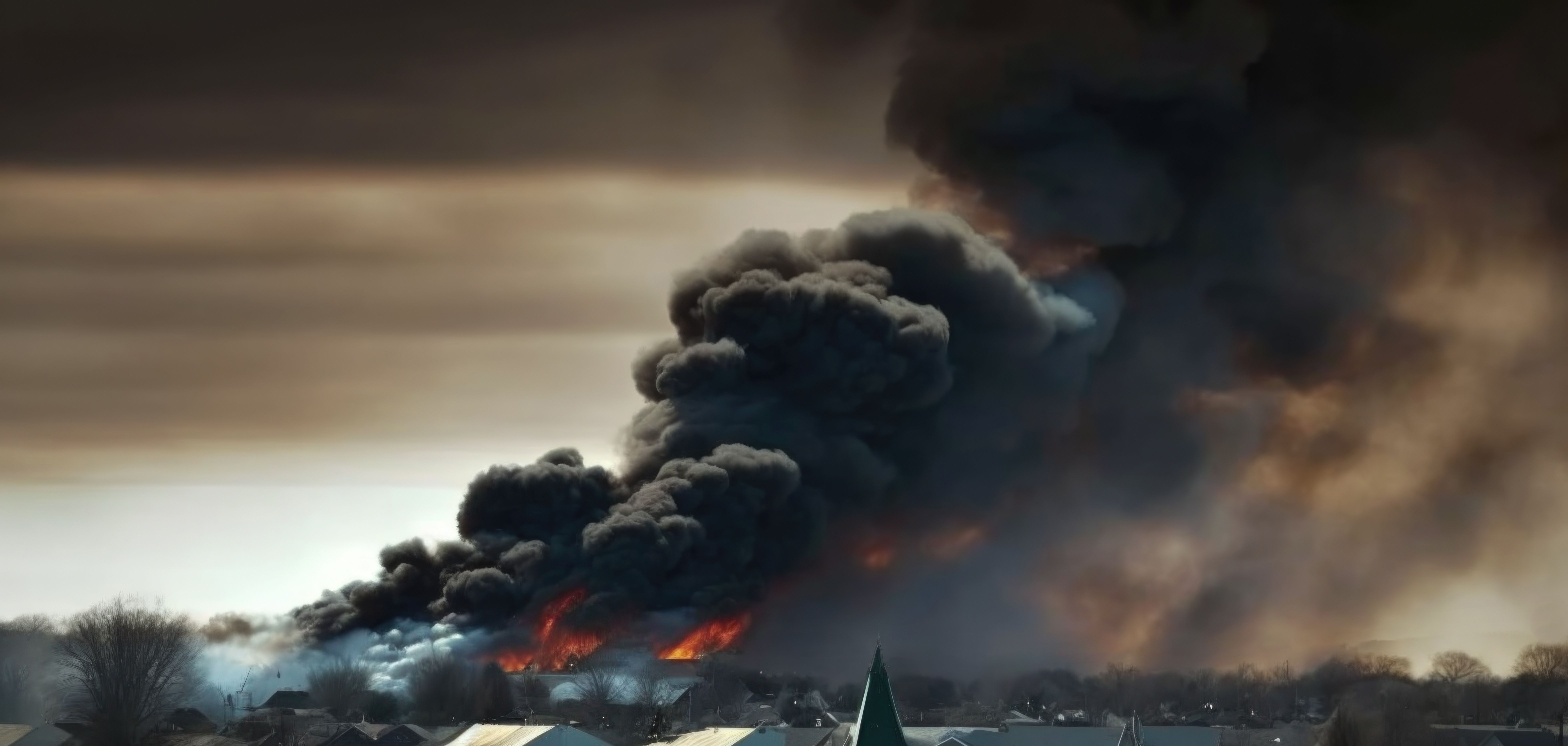 smoke plume from the East Palestine, Ohio, train crash