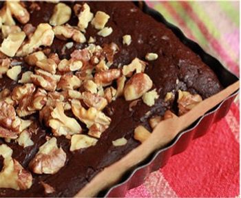 black bean brownies topped with walnuts