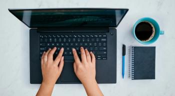 typing on a laptop 