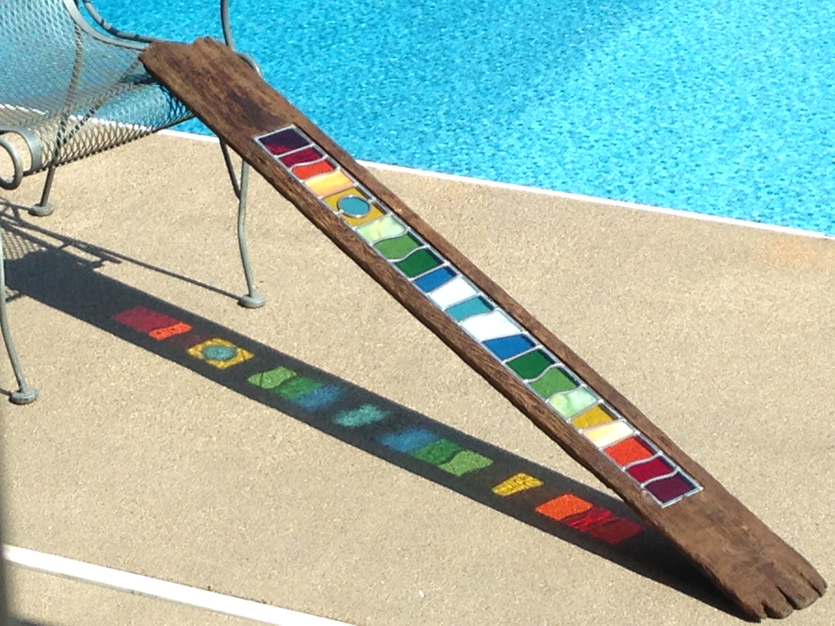 Salvaged Plank with Stained Glass