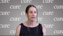 Dr. Alex Francoeur interviewing against a gray CURE background Dr. Alex Francoeur interviewing against a gray CURE background