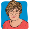 A cartoon drawing of ovarian cancer survivor and blogger, Debra Greif